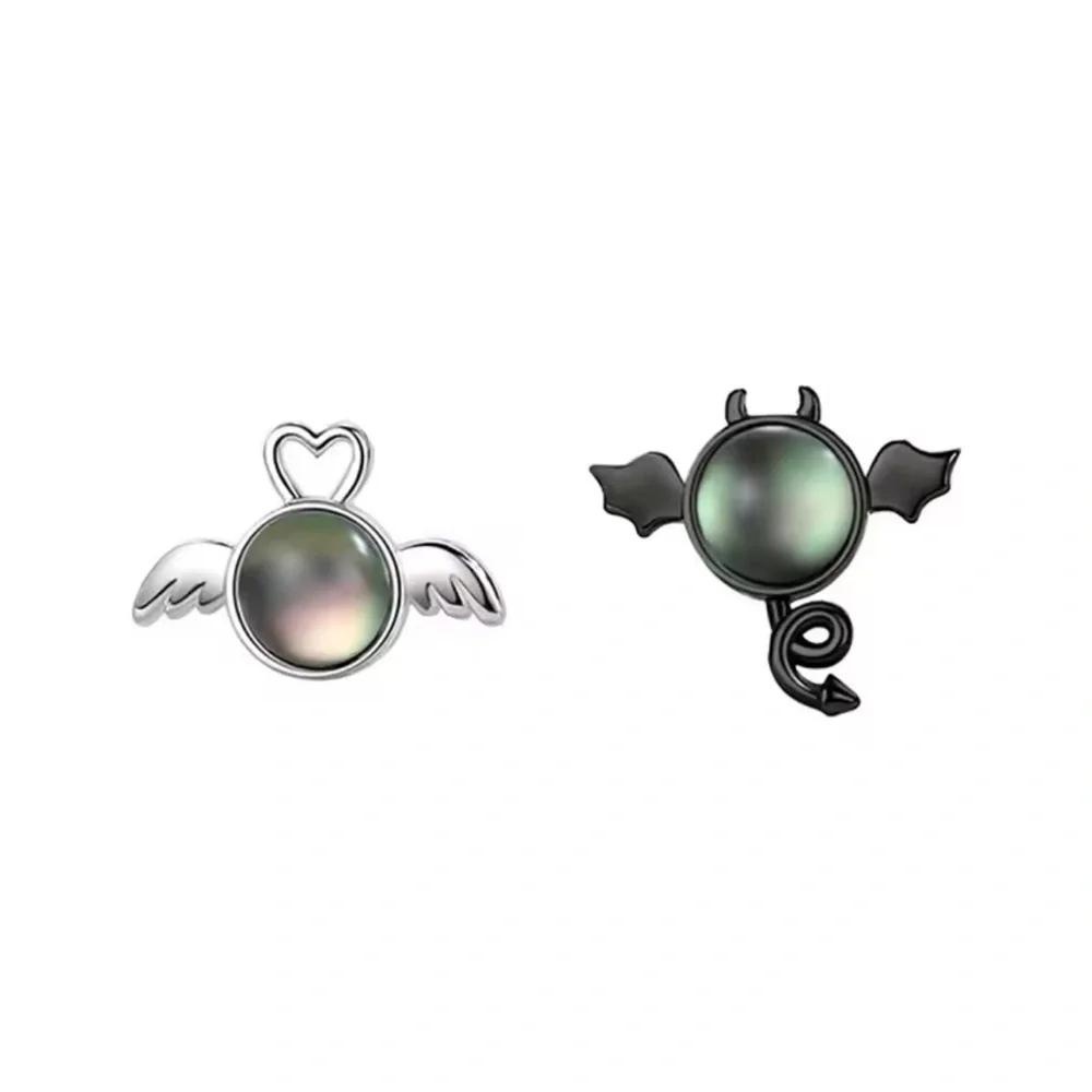 3 For $35 925 Sterling Silver Angel & Devil Moonstone Goth Punk Mismatch Earring